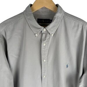 Ralph Lauren Mens 2XB Gray Long Sleeve Cotton Oxford Shirt Long Sleeve Pony Logo